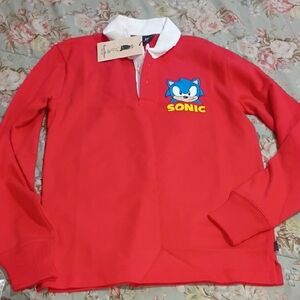 Red Sonic Long Sleeve Polo Shirt